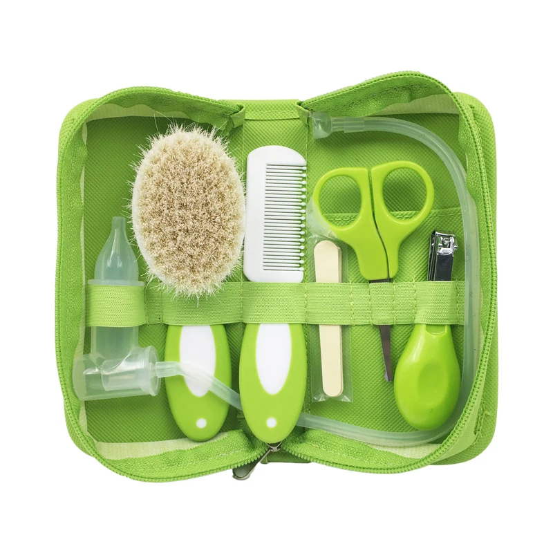 wholesale baby healthcare and grooming kit baby care baby hair brush and comb set natural hair goat children plastic