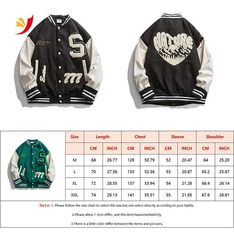 High Street Baseball Jacket Men PU Leather Splice Towel Embroidery Varsity  Jackets Vintage Loose Causal Coat Couple Green Jacket