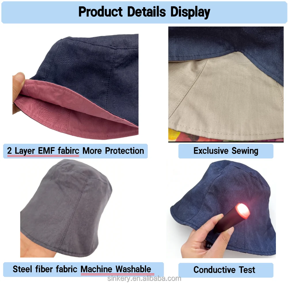 Stock Anti Radiation Hat EMF Protection Cap Summer Casual Travel Bucket Hat for Children Women and Men