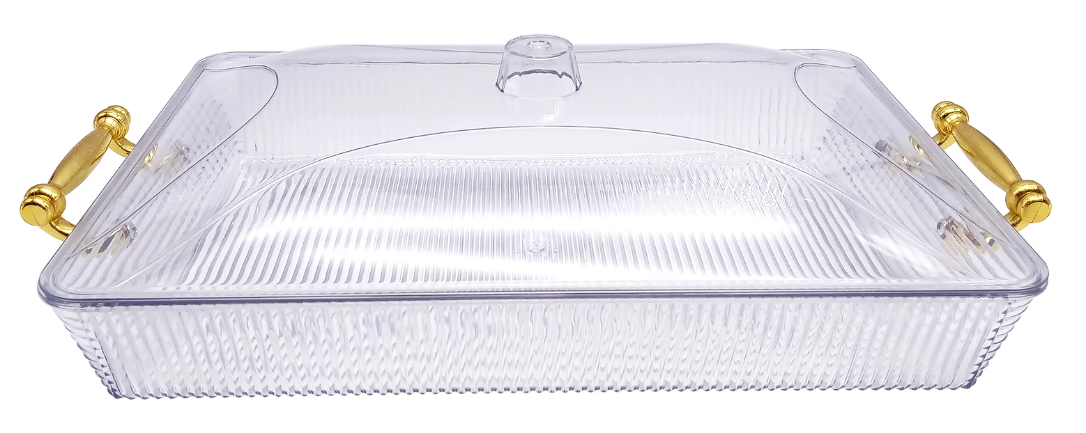 Classically Designed 3-Piece PET Dry Fruit Tray Set Transparent Plastic Coffee Table Snack Plate Gold Silver Edges Home Wedding