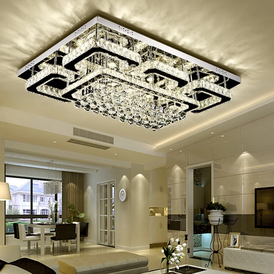 JYLIGHTING High Quality Modern Square LED Crystal Ceiling Light Chandelier Decor Bedroom Living Room AC Power Source Wholesale