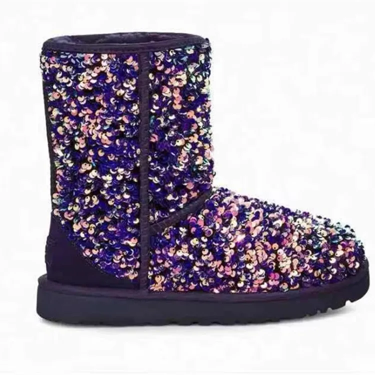 sequin snow boots