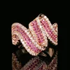 open size Rose gold red corundum ring