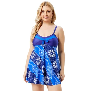 Floral Plus Size Push up Tankini Swimdress Two Piece Swimsuit With Skirt Large Breast Women's Swimming Dress Swimwear
