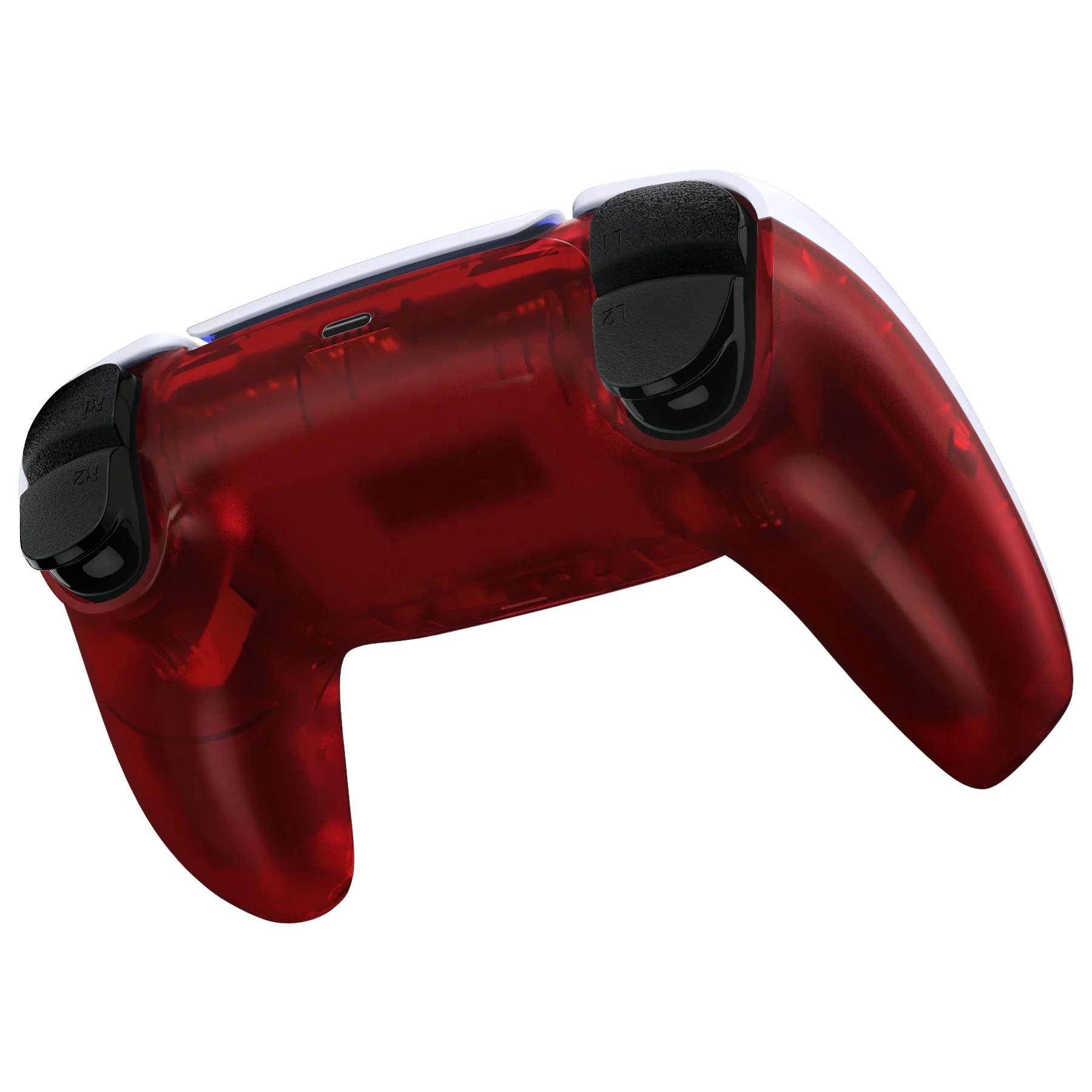 EXtremeRate Clear Red Custom Replacement Back Shell for PS5 Controller