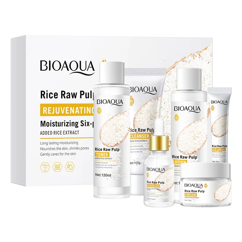 OEM/ODM BIOAQUA IMAGES Whitening Moisturizing 24k Gold Rice Extract Skin Care Set