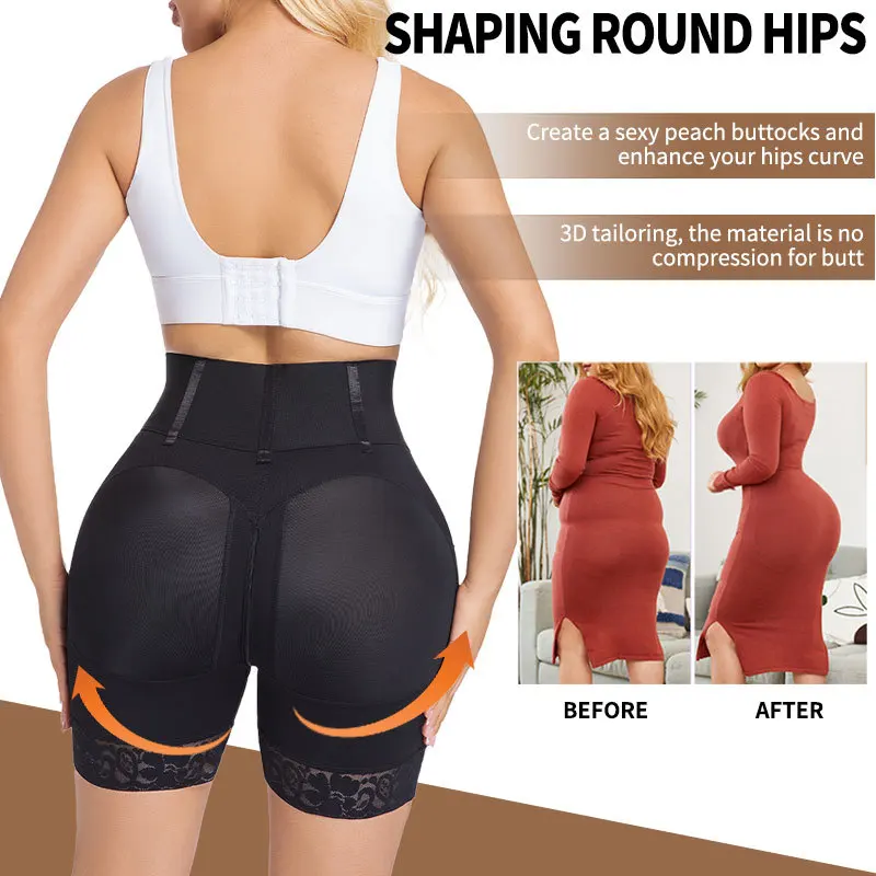 HKRXEC High-Waist Zip-Front Mesh Panel Shaping Shorts