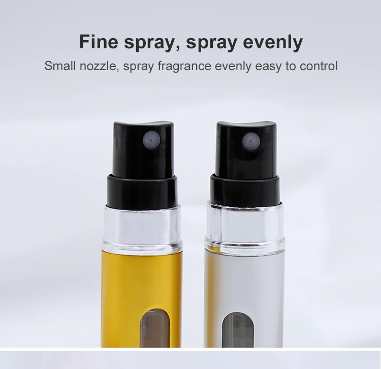 5ml 8ml Mini Travel Pocket Refillable Aluminum Empty  Spray Glass Perfume Bottle