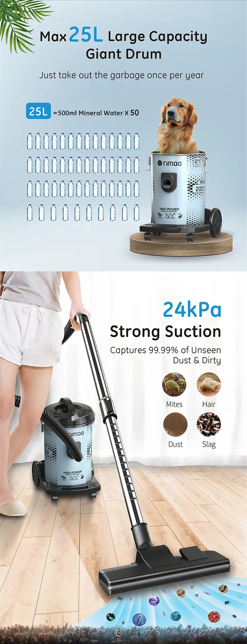 Rimoo High Quantity And Reasonable Price Drum Vacuum Cleaner For Home