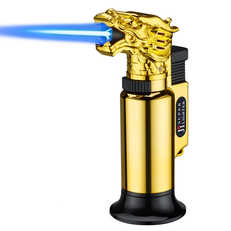 Custom Dragon Model Adjust Jet Flame Torch Lighter Windproof Butane Gas  Lighter for Cigar Cooking