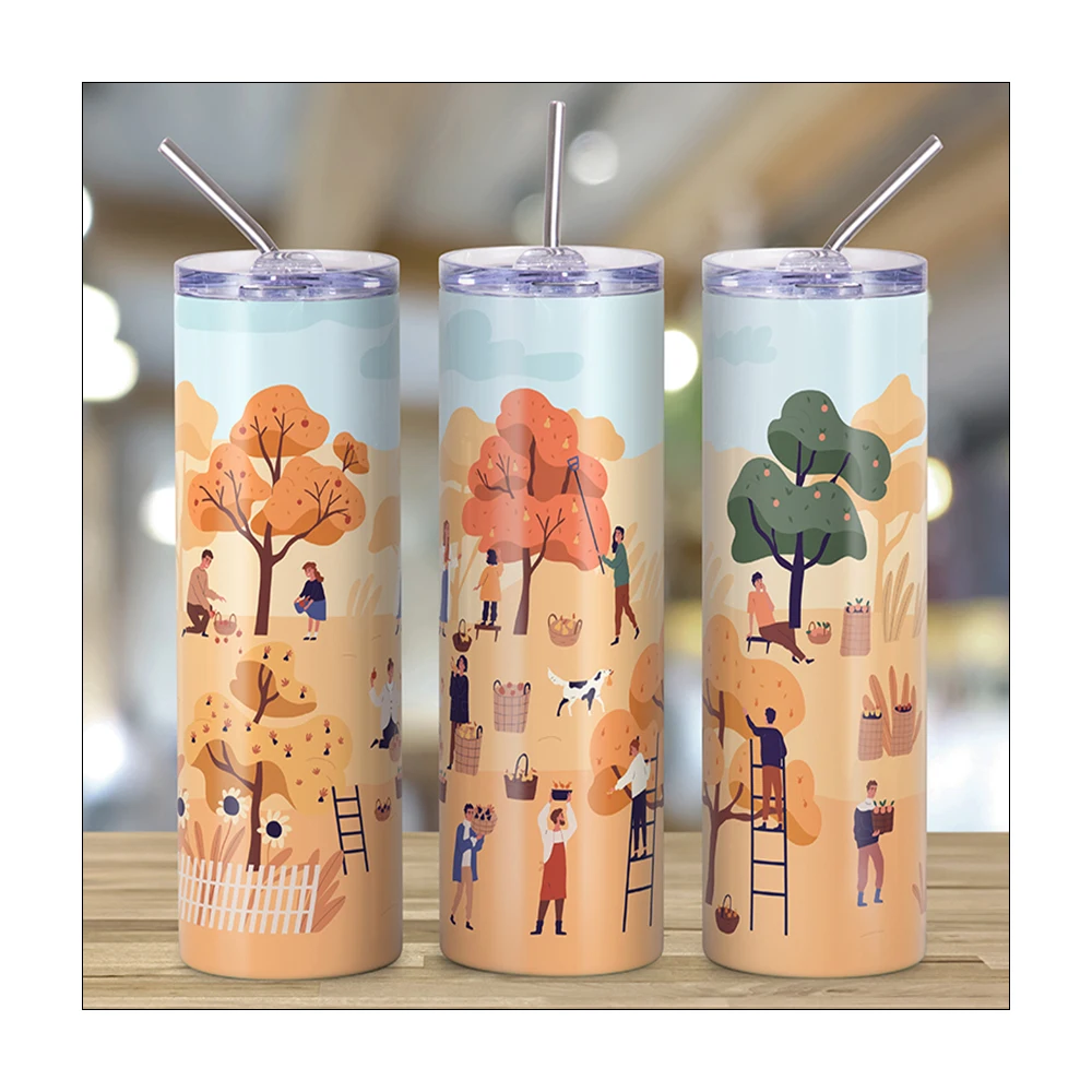 Sublimation Blank 30oz Stainless Steel Straight Tumbler Skinny 30 Oz  Tumbler With Straw and Lid