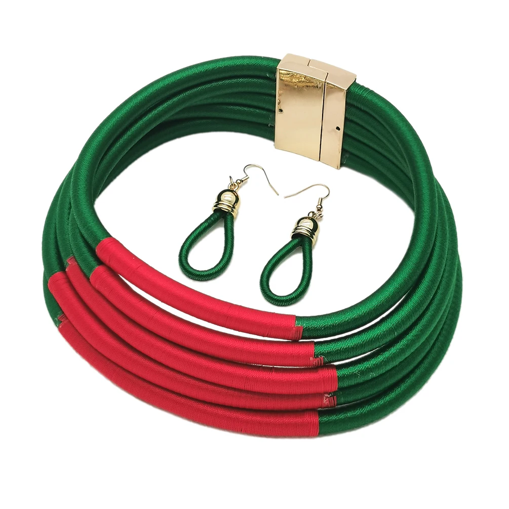 Hot Statement African Jewelry Set for Women Handmade Multi-layer Ropes ...