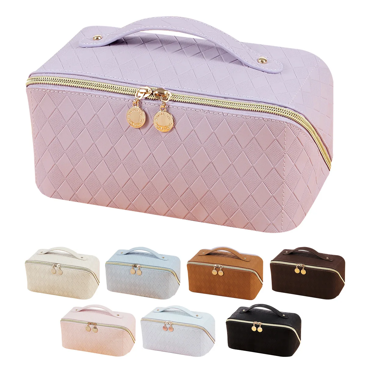 Ladies Waterproof Pu Leather Large Capacity Cosmetic Bag Custom