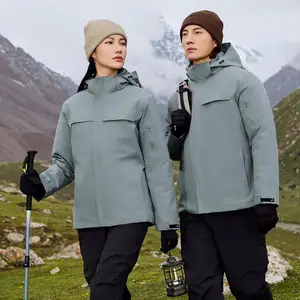 New Unisex Hard Shell Waterproof Breathable for Winter Outdoor Mountaineering Jacket Stand Collar Solid Zipper