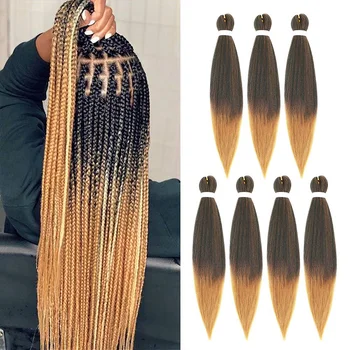 Pre Stretched Braiding Hair Ombre Professional Yaki Strands Extension Prestretched Synthetic Braiding Hair