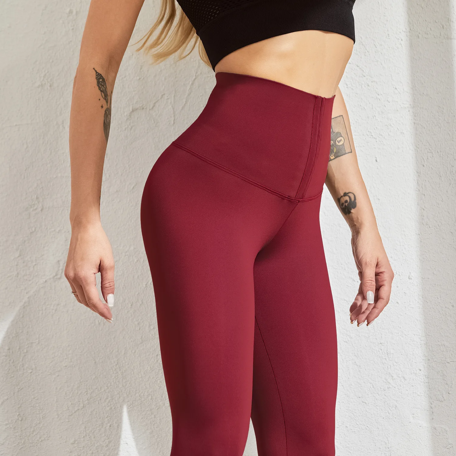 S020 Custom Logo High Waist Neoprene Sauna Pants Women Fitness Lose Weight Tummy Control Waist Trainer Corset Leggings