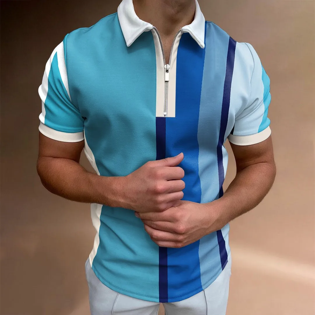 2024 Summer instant sale POLO Shirt zipper Match color Men's sports polo shirt