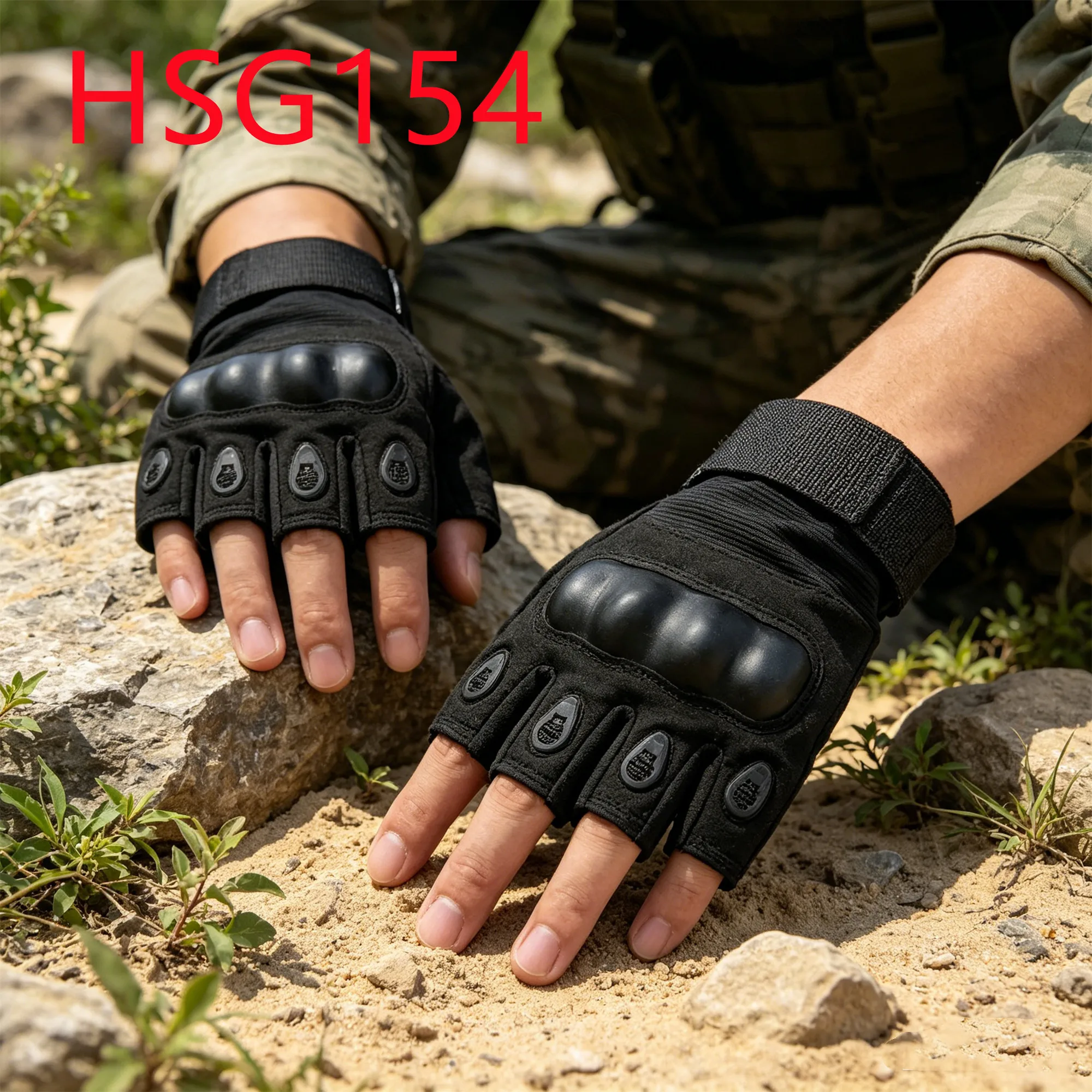 HY,Outdoor Hunting High Friction Black/green/coyote Color Tactical Gloves Knuckle Protection Half-finger Combat Gloves HSG154