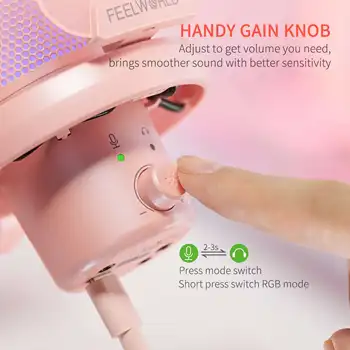 FEELWORLD VM1 Usb Wired Mic Desktop Adjustable Gaming Microphones microphone for podcast With Rgb Light detail image