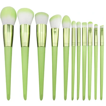 11pcs makeup brush set  private label Synthetic Hair  Vegan green professional makeup brush set
