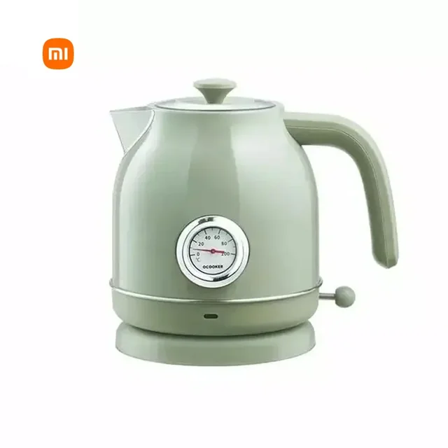 New Arrival QCOOKER Kettle Electric Metal Stainless Steel Retro Temperature and Humidity Meter Water Bottle