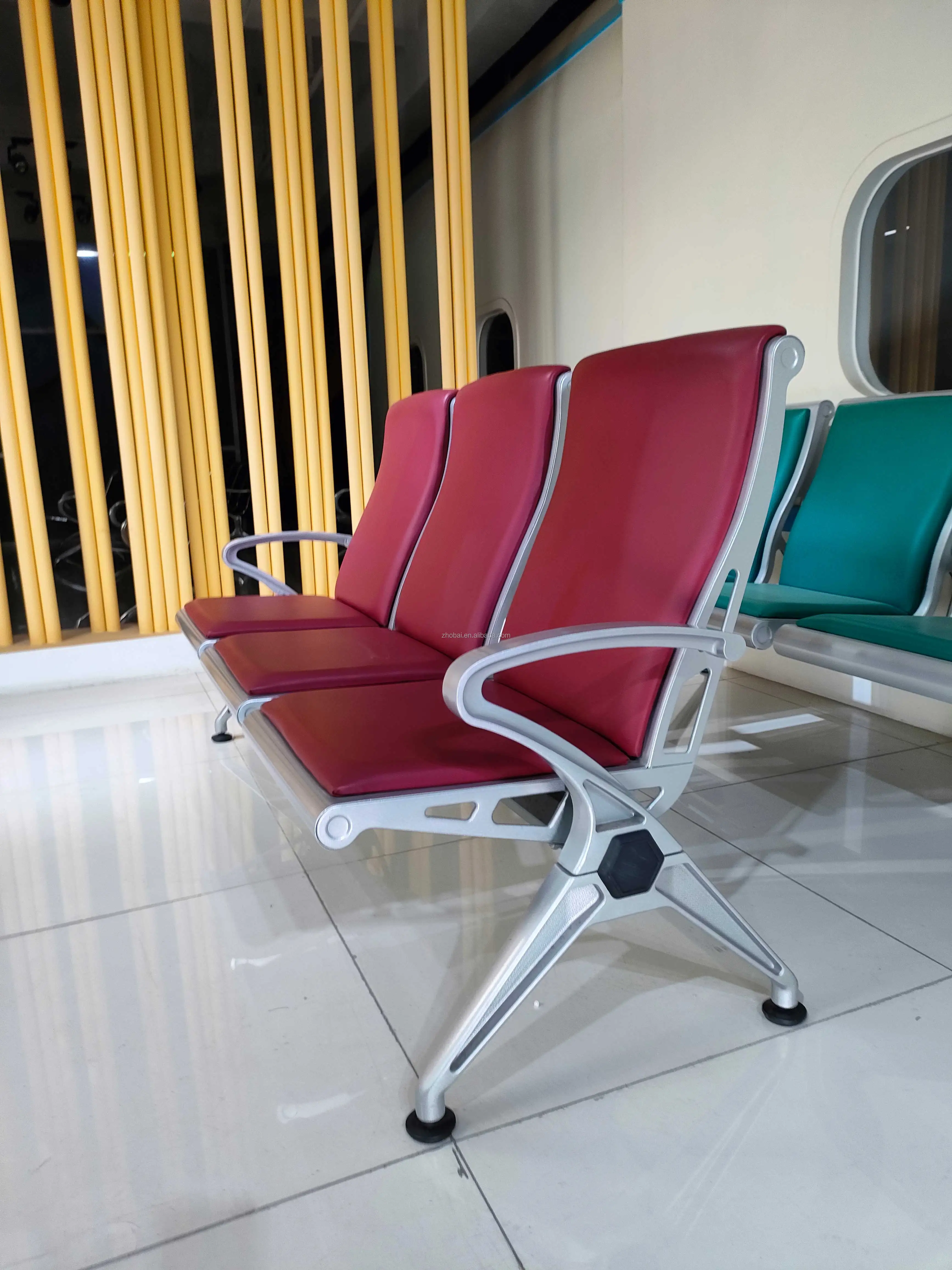 Modern PU Leather3 Seat Armrest Waiting Room Chairs for Dining Lobby Conference Reception Guest Seating Clinics Barber Salons 2