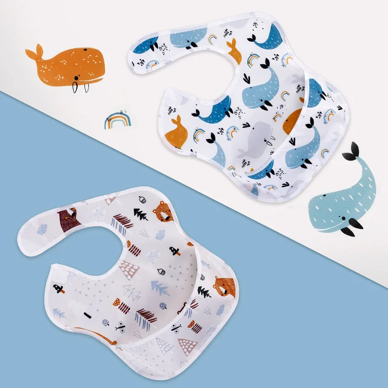 Cute Cartoon Print Infant Baby Feeding Bib Waterproof PUL Baby Bandana Bibs supplier