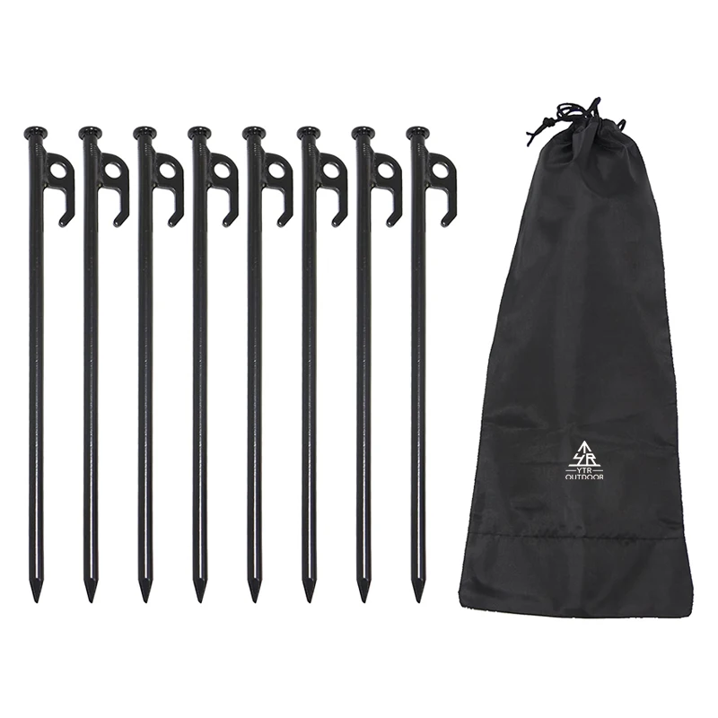 Heavy Duty Tent Stakes,10" Metal Nail Steel Tent Pegs For Camping Tent Tarp Or Garden