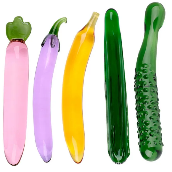Funny Crystal Glass Fruit Vegetables Dildo Women Masturbation Sex Toy Banana Cucumber Eggplant Luffa Carrot Sex Toys For Women photo photo
