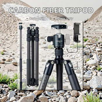 Professional Carbon Fiber Tripod for Digital Camera Waterproof/Shockproof Portable Heavy Duty 530mm Folded Length-DM294C+Q36 detail image