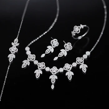 Blossom CS Jewelry New Arrivals Fine Jewelry Sets Zircon 4-Piece Set 925 Silver Women Jewelry Set