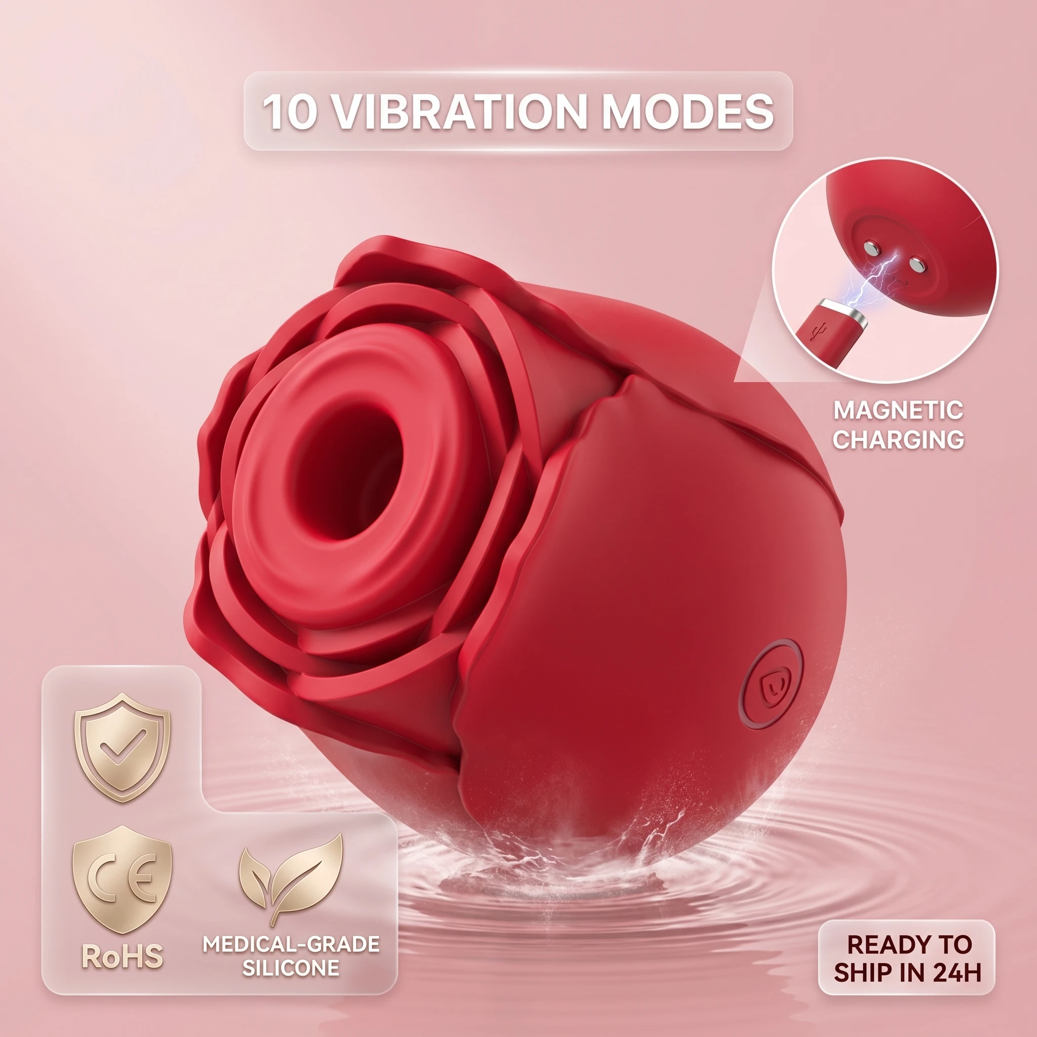 10 Frequency Sucking Rose Vibrator for Women Kovida IPX7 Waterproof  Clitoral Stimulator with Magnetic Charging Silent Sex Toy| Alibaba.com