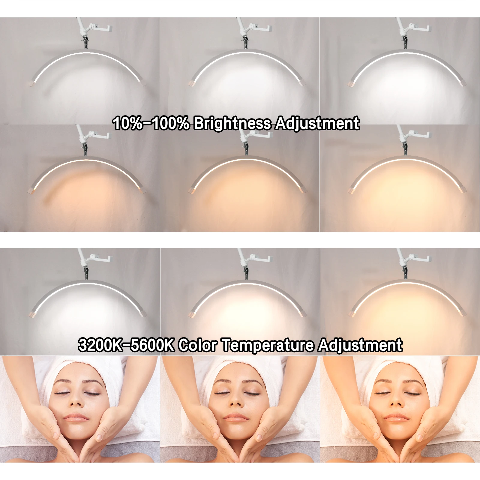 FOSOTO FT-Y9II Led Lash Light Half Moon Light with Floor Tripod for Tattoo Beauty Salon Eyelash Photography Video Ring Light