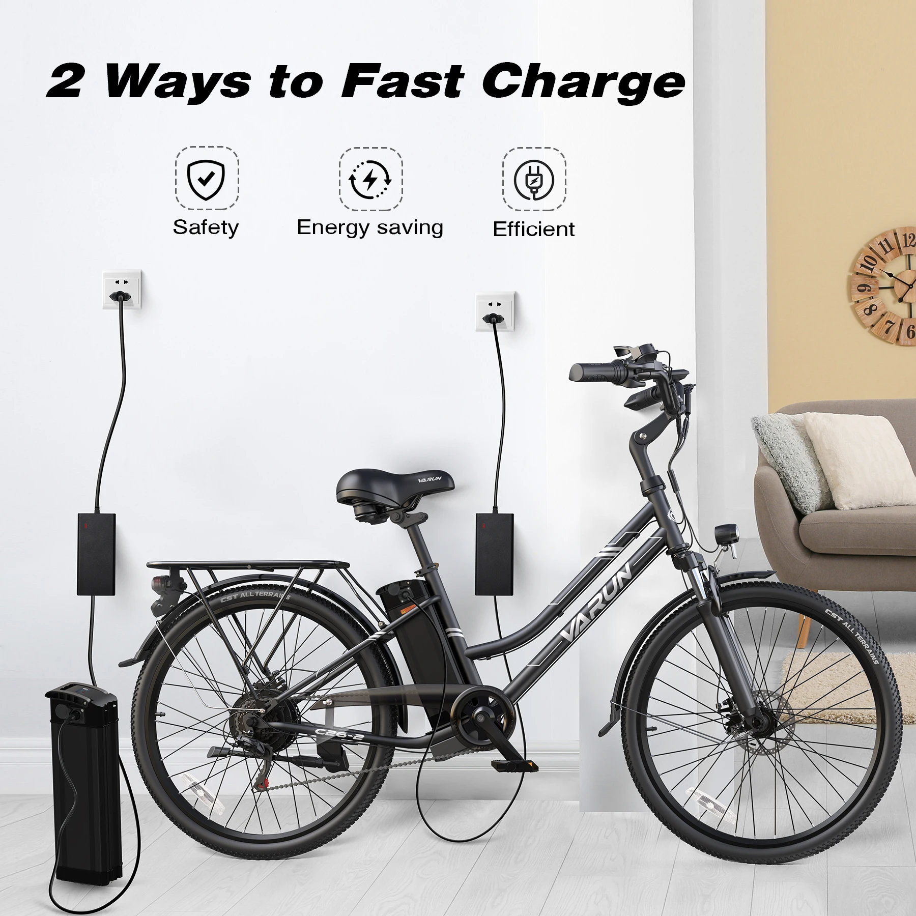 Electric City Bike Lightweight High Carbon Steel Ebike 48V 7.8AH  Battery Cycle Two Seater Bicycle With Throttle