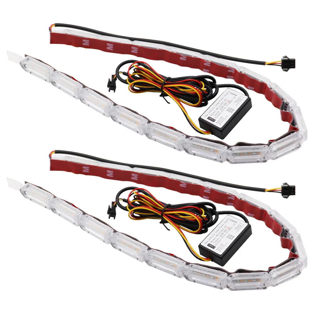 Car LED Guide Lamp Daytime Running Lights White Yellow Colour Flow Turn Signal High Brightness Modification Light Bar