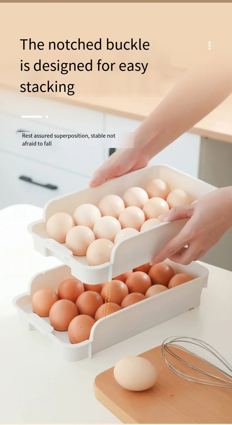 New creative can superimpose egg box refrigerator Drawer type fresh-keeping box egg storage box details