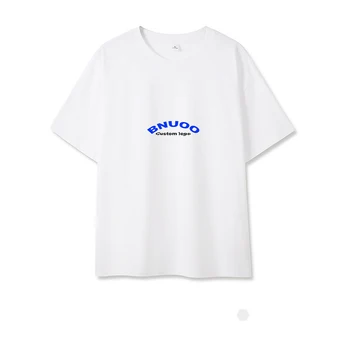 Heavy custom cotton short sleeve T-shirt men's loose printed casual men's T-shirt white summer clothes