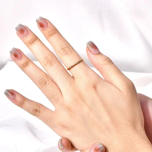 European American Romantic Ins Style Stainless Steel Gold-color Plated Zircon Gemstone Ring for Unisex Anniversary