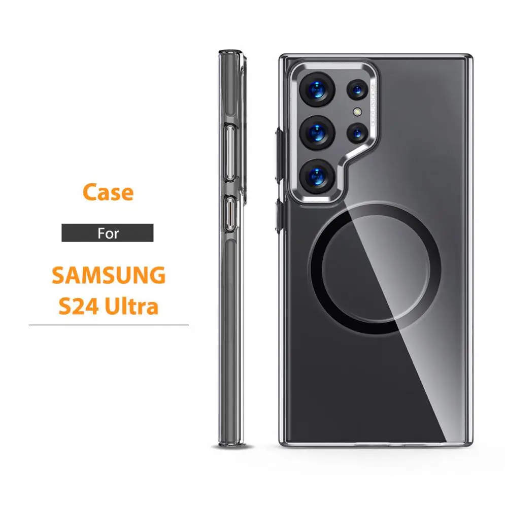 Transparent Case for Samsung Galaxy S24 Plus Ultra S24+ Magnetic Suction Phone  Anti-Shatter Anti-Fingerprint WLS83 Wlons
