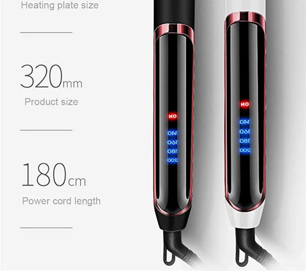 LED Display 2 in 1 Hair Straightener Comb Curler Hair Roller Ceramic Flat Iron Hair Brush