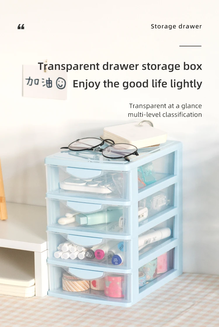 2/3/4/5 layers Stackable Plastic Home Office Plastic Drawer Desktop Makeup Organizer Drawers Box manufacture