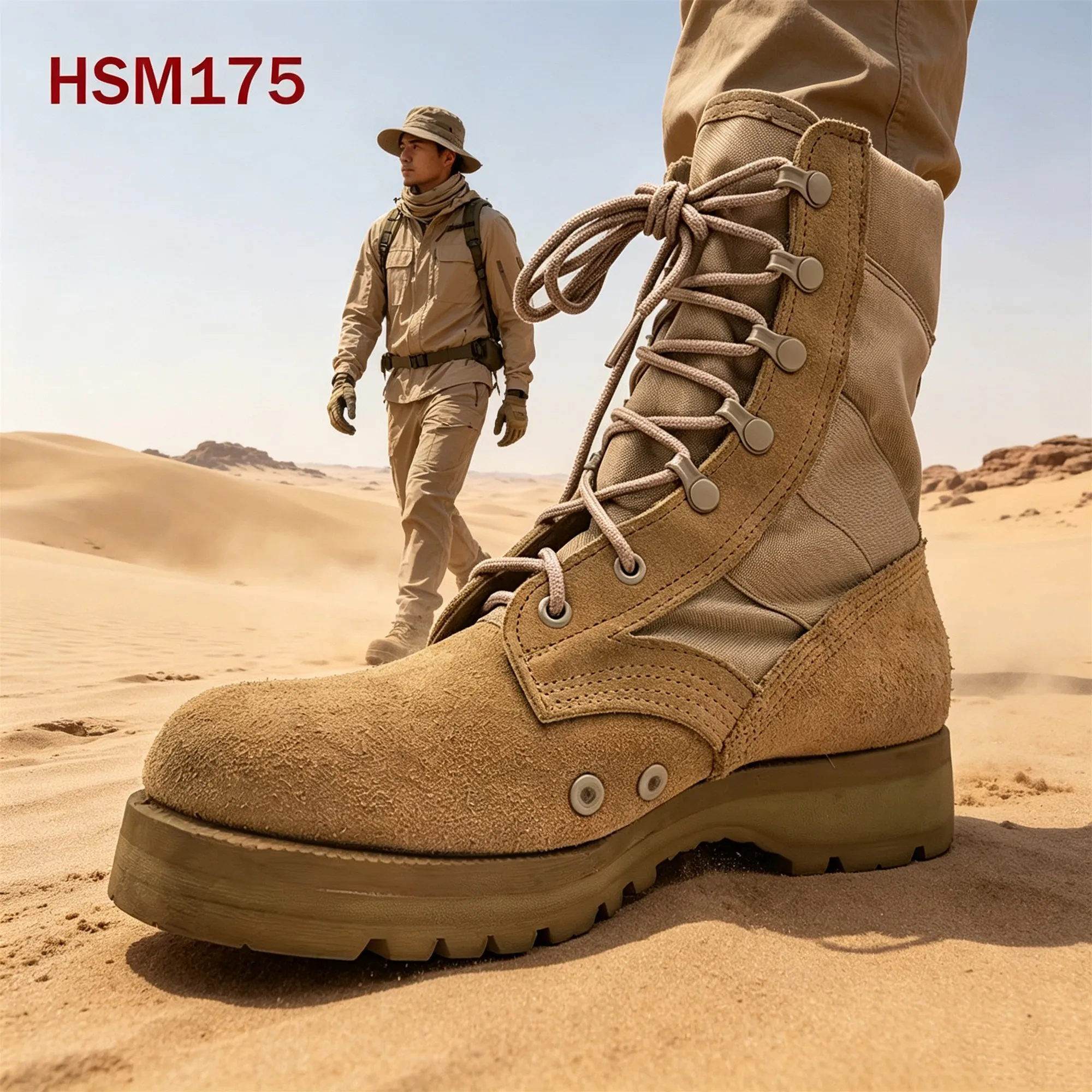 ZYF,Three-layers Vulcanized Rubber Sole Hua Singh Leather Boots Desert Storm Water Repellent Nylon Fabric 9