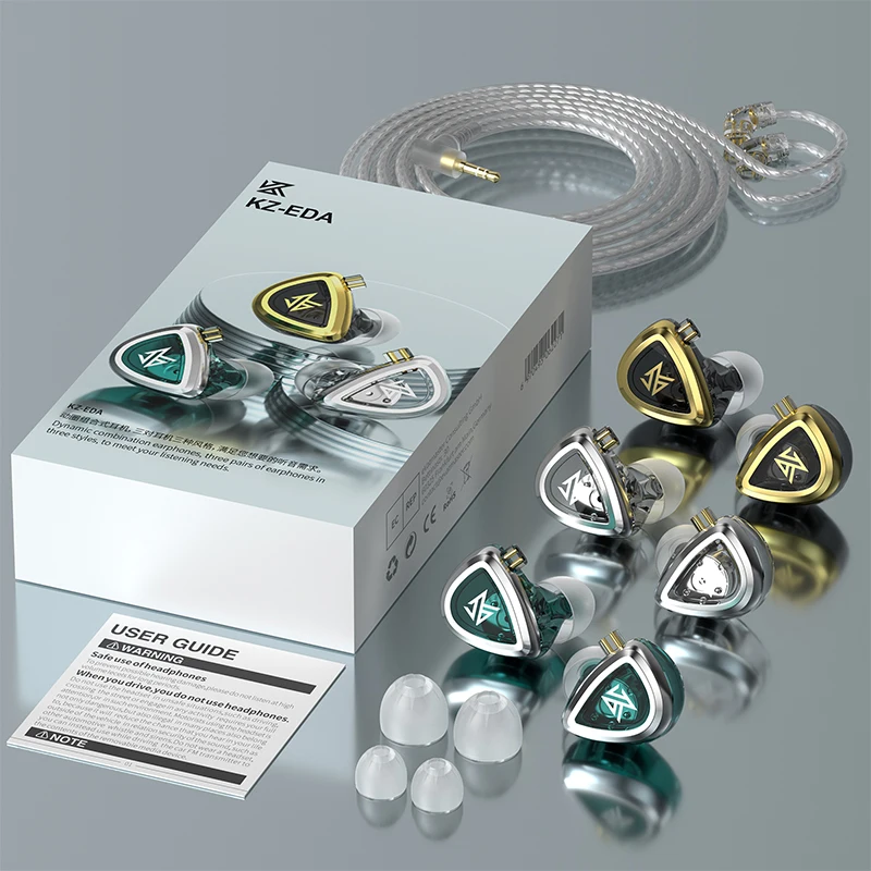 Наушники-вкладыши KZ EDA 3 пары спортивные Hi-Fi наушники с шумоподавлением съемные сбалансированные без