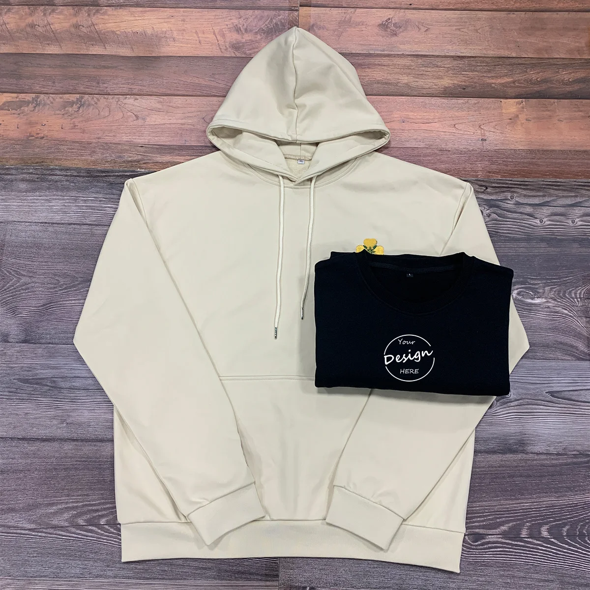 Latest Khaki Hoodie Street Wear Acid Washed Heavyweight French Terry Oversized Drop Shoulder Print Hoodies for Men