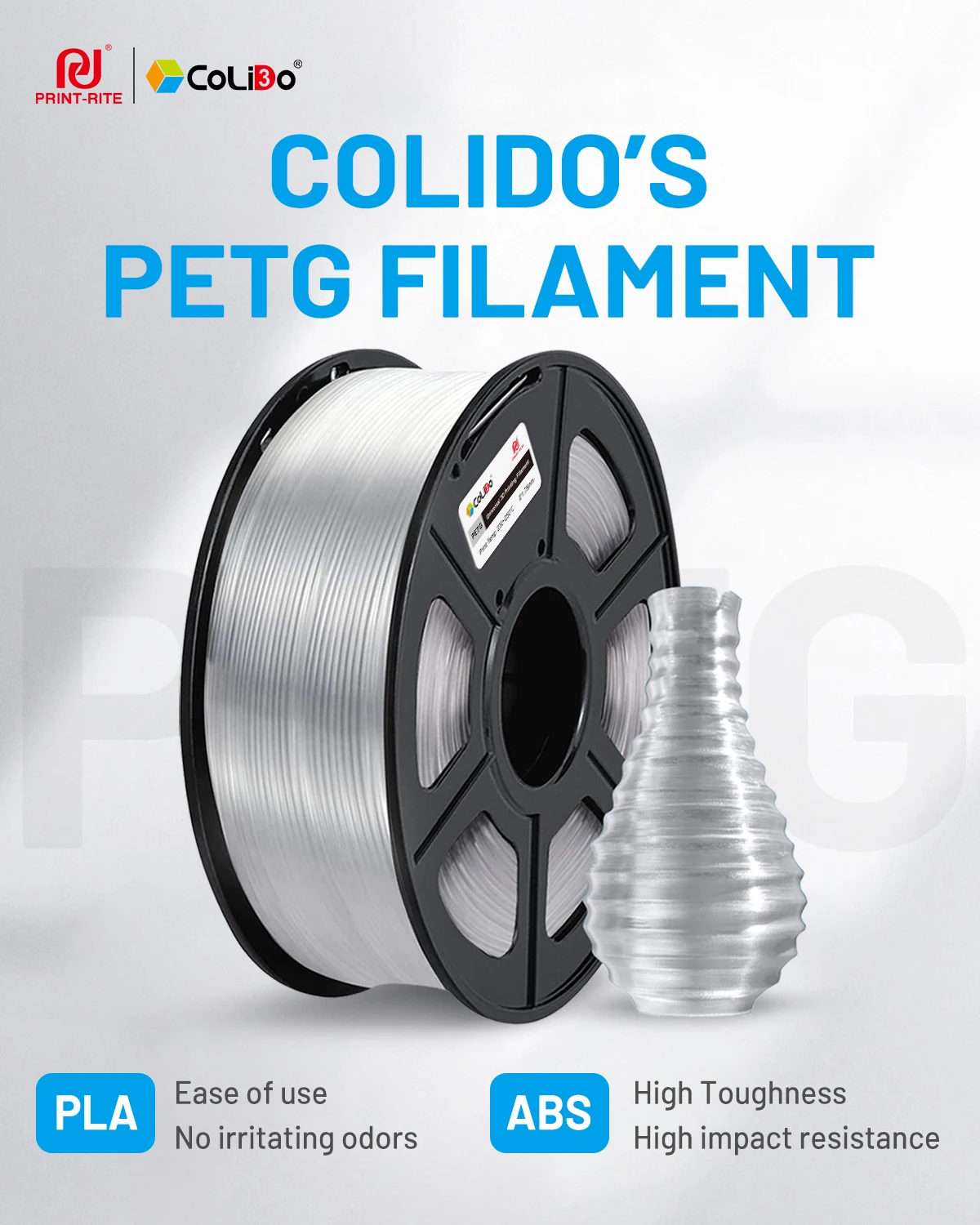 CoLiDo Overseas Warehouse Direct PETG-filament voor 3D-printers, zeer sterk 1,75 mm PETG transparant filament_voghion.com