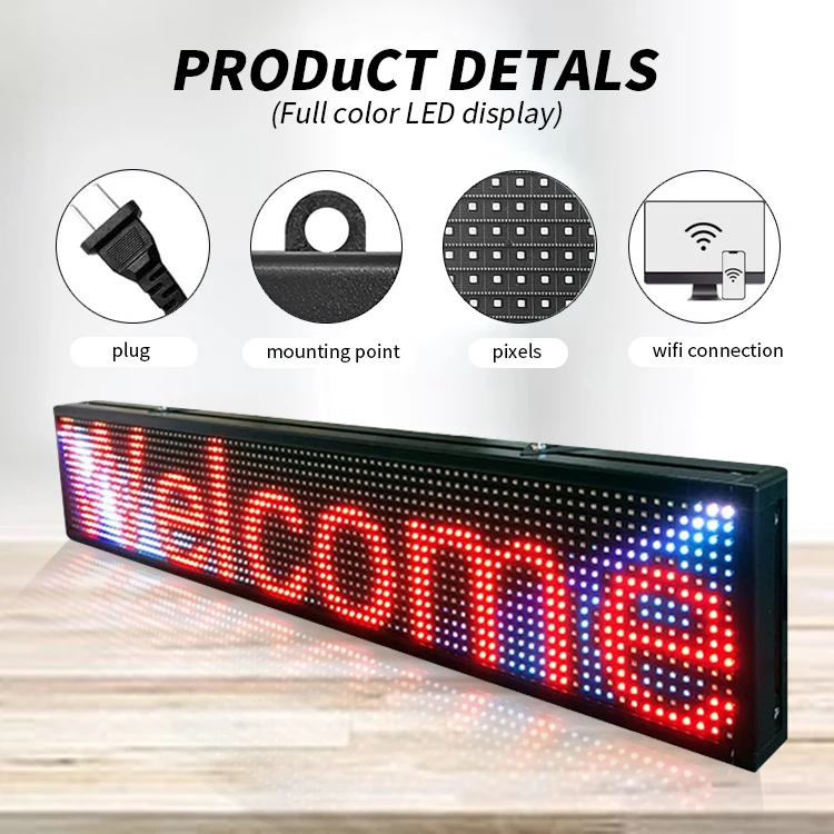 Wifi Programmable Mobile Scrolling Sign Display Battery Powered Remote Control Led Store Message Board