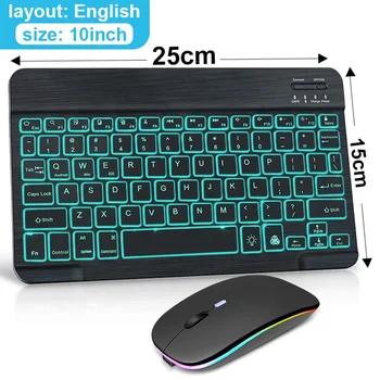 RGB BT Keyboard and Mouse Rechargeable Wireless Keyboard Mouse Backlight Keyboard For ipad Tablet Laptop