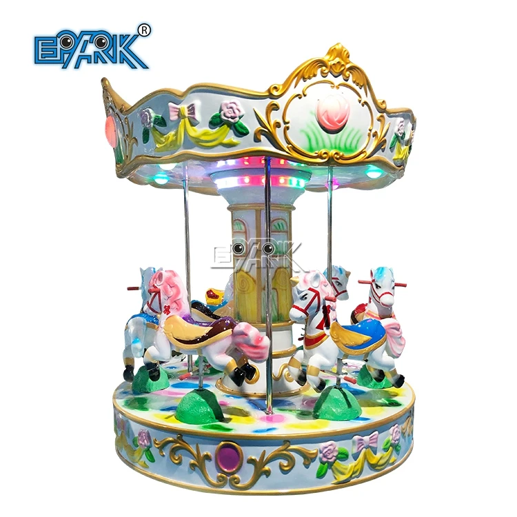Coin Operated Carousel Small Fairground Merry Go Round Kids 6 Seats Carousel Horse for Children