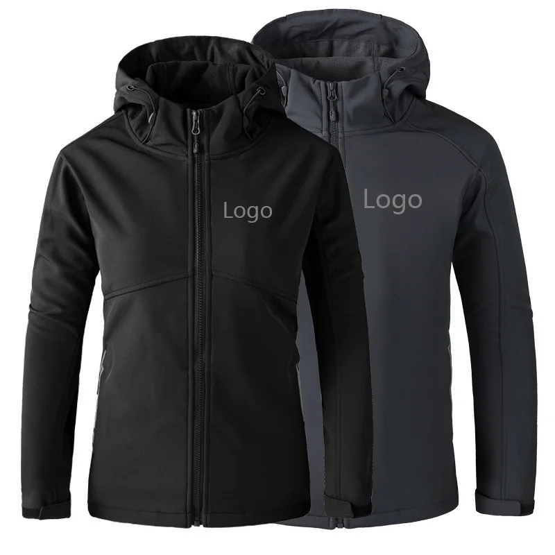 OEM Custom logo Lining Lightweight Windbreaker Uniform Waterproof Fleece Jumper Men's Outdoor Soft Shell Jacket