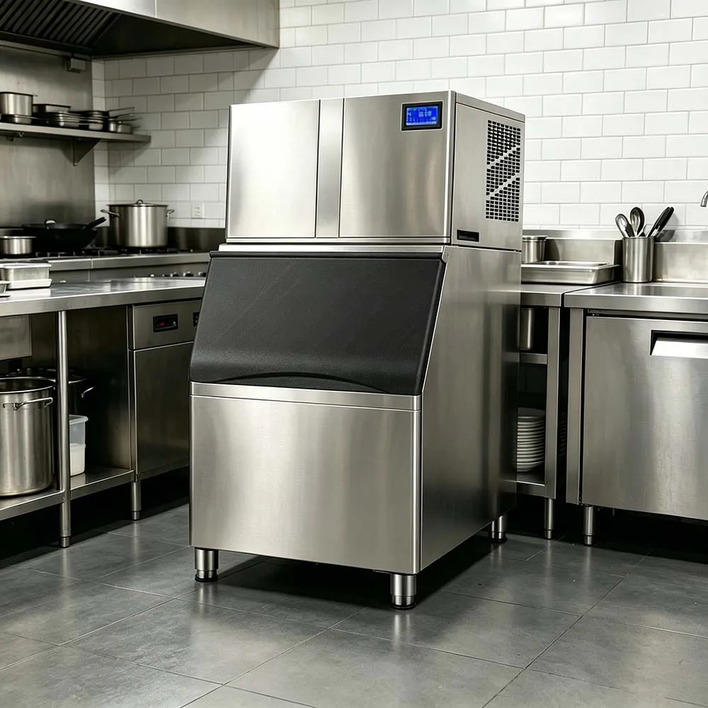 650kg High Output Commercial Ice Maker with 400kg Storage Stainless Steel CE Certified Ice Making Equipment
